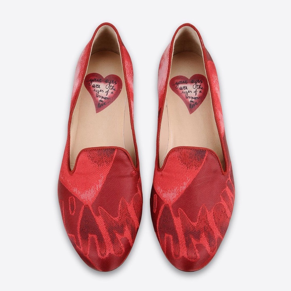 Valentino women’s L'amour brocade red heart smoking slipper flats IT 36.5 US 6.5